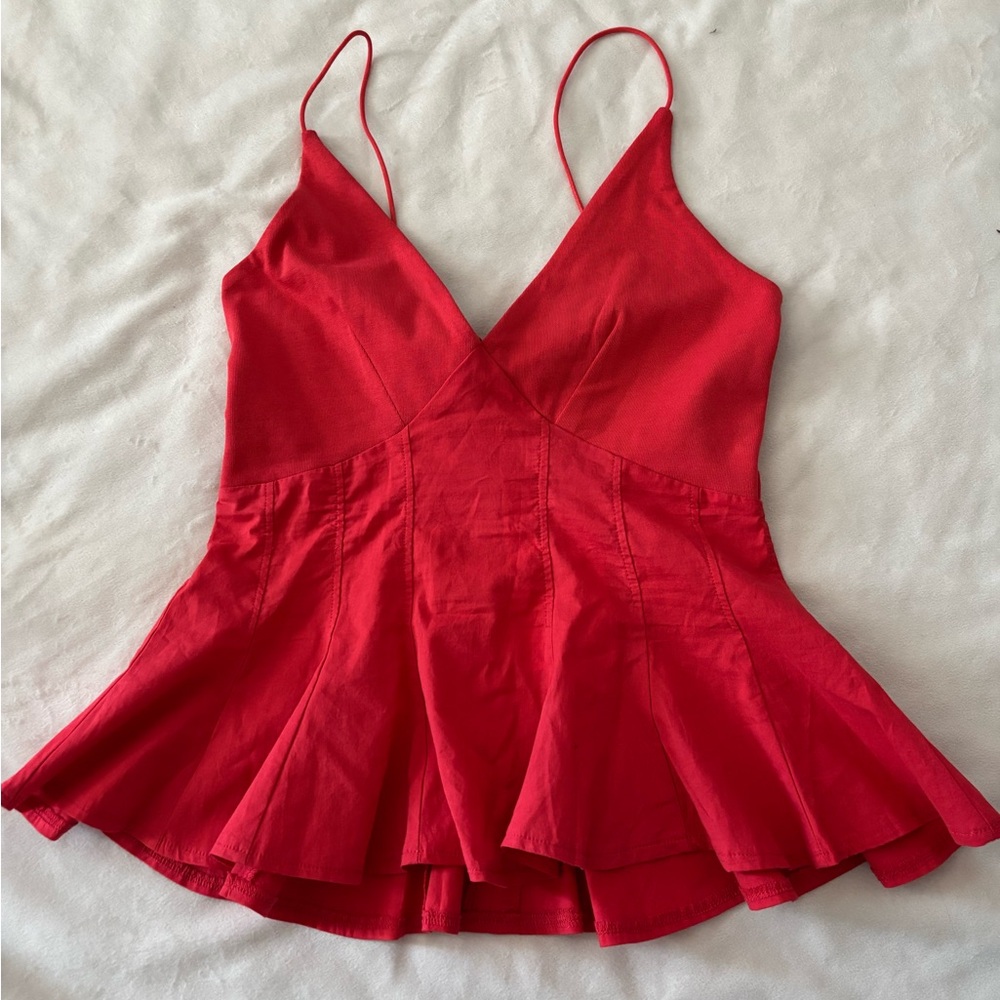 NWT Zara Red Peplum Blouse